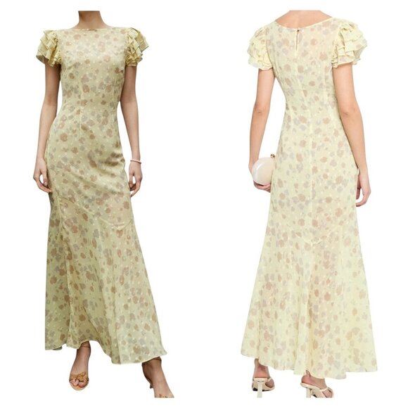 O.P.T. Gracia Floral Chiffon Overlay Maxi Dress NWT Size 0 - Picture 1 of 5